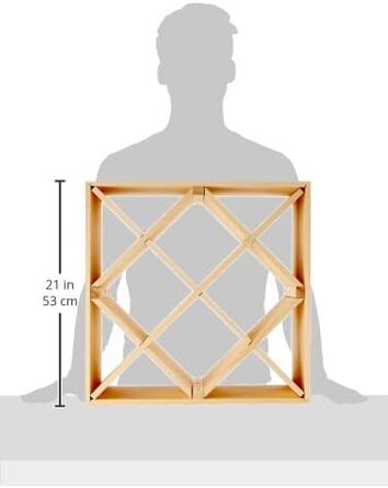 Zeller 13170 Wine Rack, Natural Wood, Cross Design, approx. 52 x 25 x 52 cm, Natural (12)
