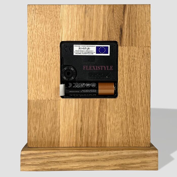 FLEXISTYLE Modern Stand Clock Small Made of Oak Wood Living Room Bathroom, Schwarz/Oak, Black (Style 8)