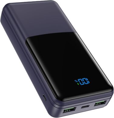 Power Bank Coblob 27000mAh з LED дисплеєм: швидка зарядка USB-C 30W, 3 виходи, 2 входи, для смартфонів, планшетів, AirPods та іншого (Темно-синій)