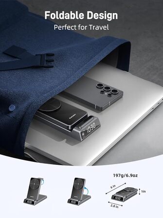 Бездротовий зарядний пристрій MagSafe 3-в-1 для Samsung Galaxy Fold/Flip, S24/S25 Ultra, Watch Ultra/8/7/6, Buds 3/3 Pro (Білий/Сірий)