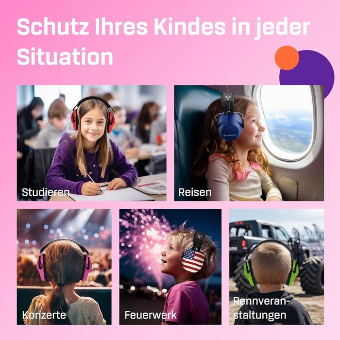 Навушники захисні Vanderfields Premium для дітей 3-12 років - рожевий, шумопоглинання 33.2 dB