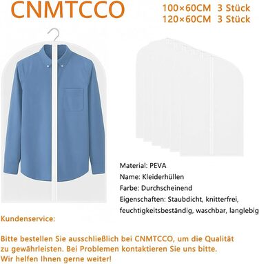 Набір мішечків для одягу CNMTCCO, 6 шт., 60x100 см та 60x120 см, прозорі, захист від пилу та вологи