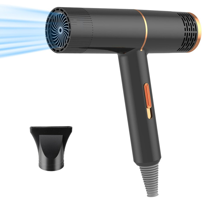 Фен Journeyside Ionen 1600W: Професійний, Швидкий, з Контролем Температури, Anti-Frizz, для Дома та Подорожей (Чорний)