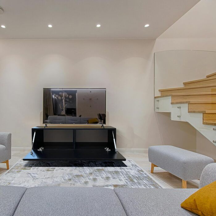 4housedesign® TV Board Lowboard Hanging | TV Cabinet Sideboard Living Room | Lowboard Living Room TV Shelf TV Board Hanging TV Cabinet TV 55 Inch - TV Lowboard Black Matt 100cm