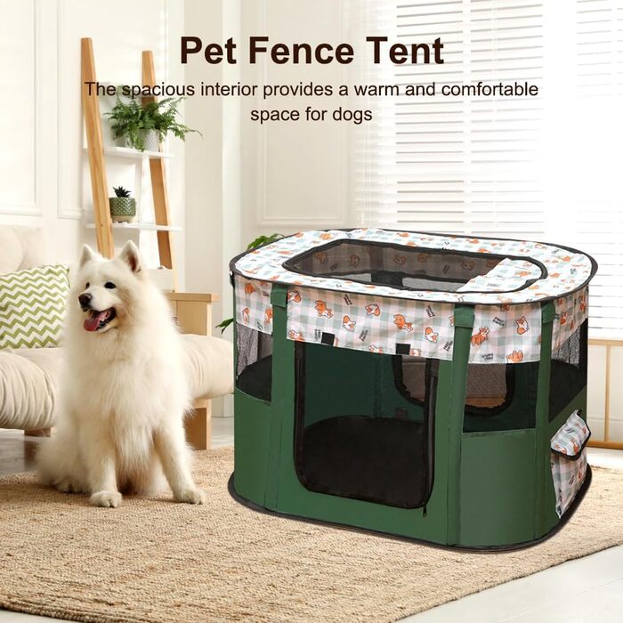 Клітка-манеж для цуценят та тварин, 70x55x40 см. Оксфорд, водовідштовхувальний манеж для собак, кроликів, котів та морських свинок. Для дому та вулиці (темно-зелений)