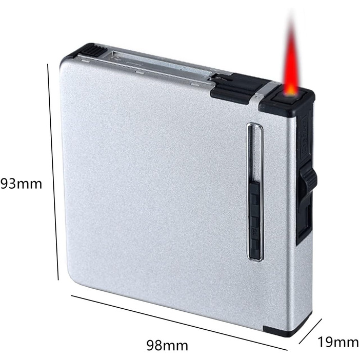 Вишукане екіп для курців: Zigarettenetui CAM2 з феєрверком, автоматичним виштовхуванням та електронним перезаряджуваним запальничкою (20 цигарок, сріблясте скло)