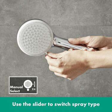Душова лійка Hansgrohe Croma 100 з ручною насадкою, 4 режими струменя, діаметр 100 мм, антиналіт, хром, 28535000