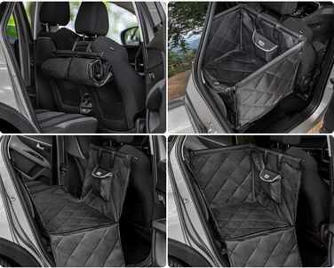 Автокрісло для собак RAGI з ременем безпеки - міцне та стабільне. Захист сидінь авто, переноска для собак на заднє сидіння. Чорний колір