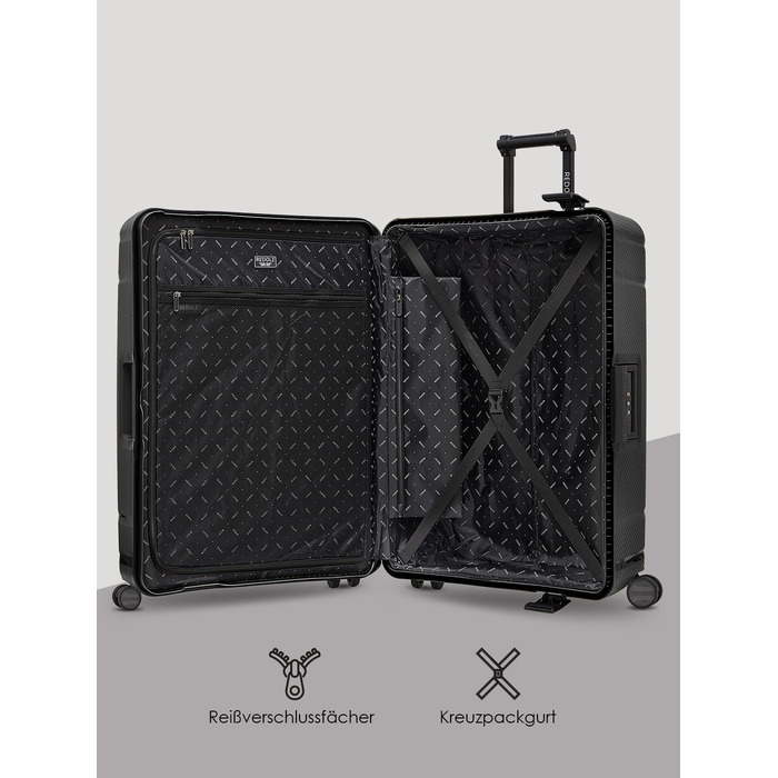 Набір валіз REDOLZ Hartschalen 3-х частинний (Deep Black) з TSA-замком та системою 3-х точок | з поліпропілену, 4 колеса