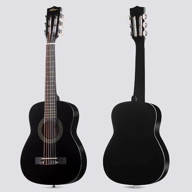 Дитяча гітара ADM 1/4 Junior-Konzertgitarre для початківців: з тюнером, чохлом, ремінком, запасними струнами та медіатором, чорна