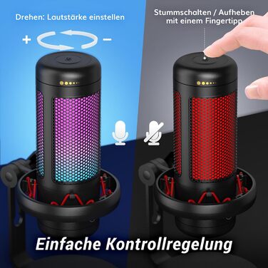 Мікрофон геймерський TONOR TC310 USB для ПК, PS4/PS5 з RGB підсвіткою та тримачем