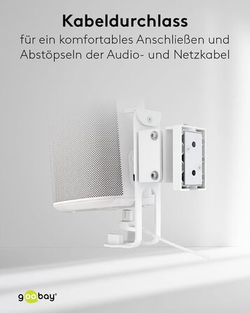 Настінний кронштейн-підставка для колонки Goobay Sonos One / One SL, білий, з кабель-менеджментом, висота 71 см, вантажопідйомність 3 кг