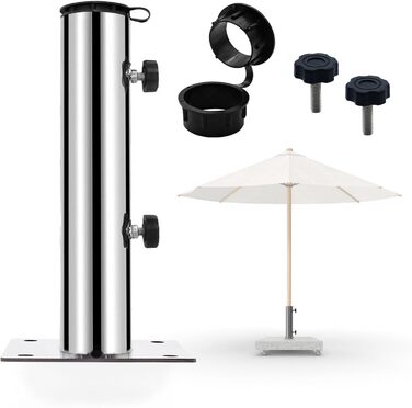 Stainless steel standpipe | Umbrella stand for granite/concrete base 41-51 mm | 4 drill holes
