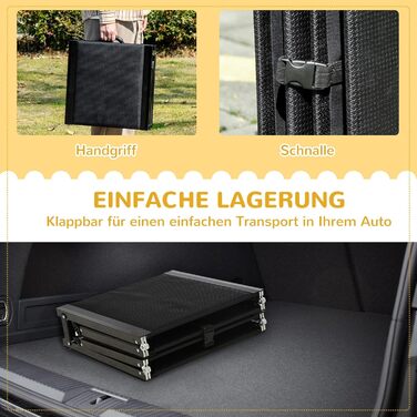 Рампа для собак PawHut - складана авторампа для домашніх тварин 158 см. Ідеально для великих собак до 40 кг, з антиковзким покриттям та ручкою. Підходить для LKW, SUV, високих ліжок. Чорний колір.