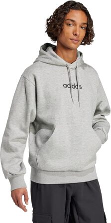 Чоловічий худі adidas Essentials Linear Fleece з капюшоном, сірий меланж/чорний, розмір S