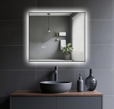 LED дзеркало для ванної кімнати 45x65 см з підсвічуванням, IP54, 6500K, прямокутне, енергозберігаюче, біле