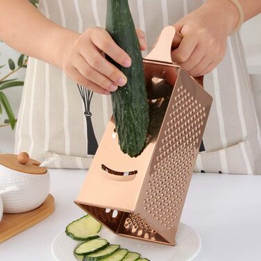 Нержавійна тертка YDware для овочів, квадратна, 23,7 см, рожеве золото