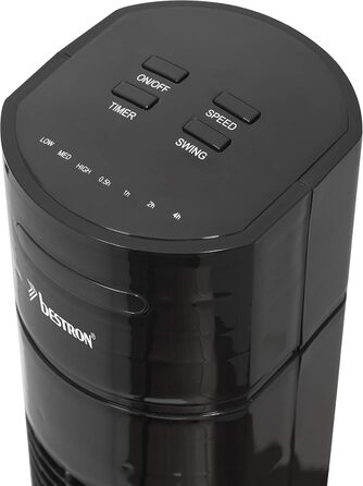 Турбовентилятор Bestron AFT760Z з 3 швидкостями, осциляцією 75°, таймером та висотою 78 см (чорний)