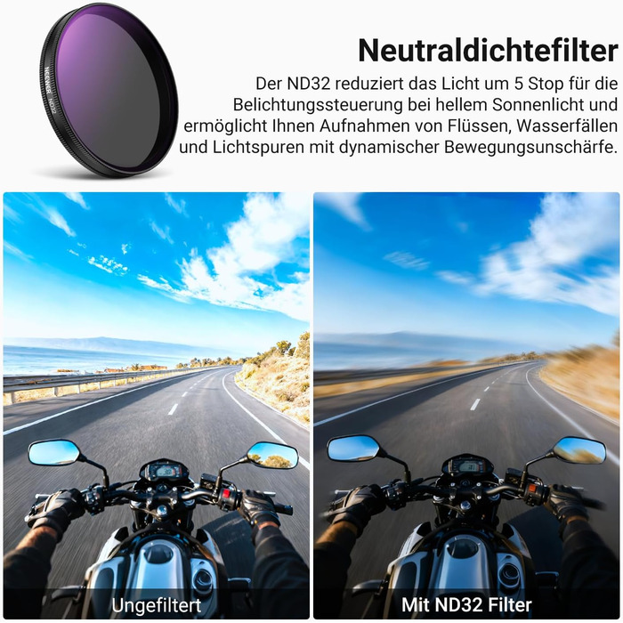 Набір фільтрів NEEWER CPL + ND для DJI Osmo: поляризаційний, нейтральний, UV, LPR, 1/4. Сумісний з Action Cam. 5 шт.