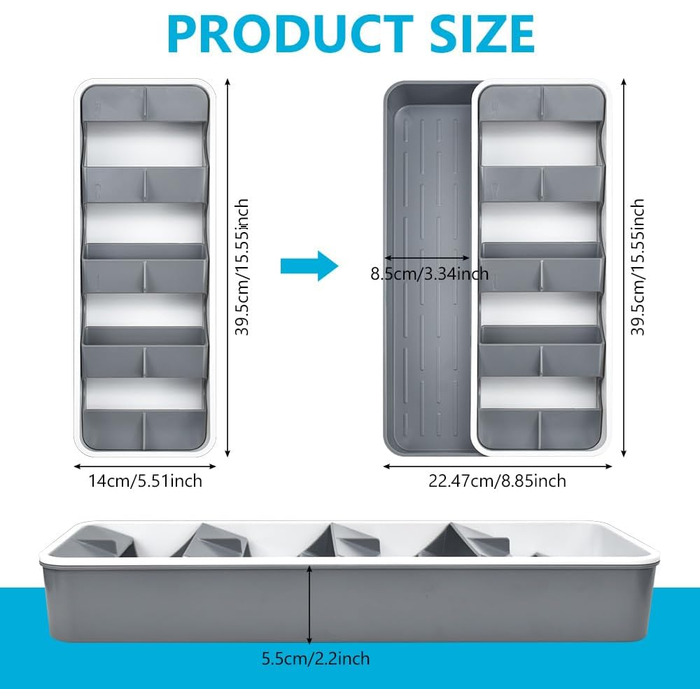 Органайзер для столових приборів розширюваний, 9 відділень, 14-22.5 см, для кухонних шухляд - компактний та зручний