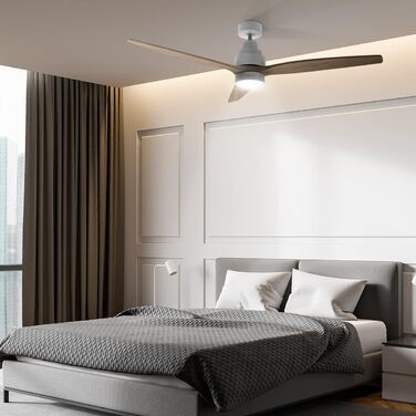 Вентилятор стельовий Cecotec Aero 5300 White & Wood 132 см з LED підсвіткою та пультом