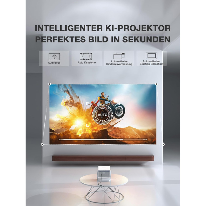 Портативний проєктор VISSPL A-800ANSI: Full HD 1080P, WiFi6, Bluetooth, Автофокус, Корекція трапеції 6D, Підтримка 4K, Netflix, для домашнього кінотеатру та відпочинку на природі