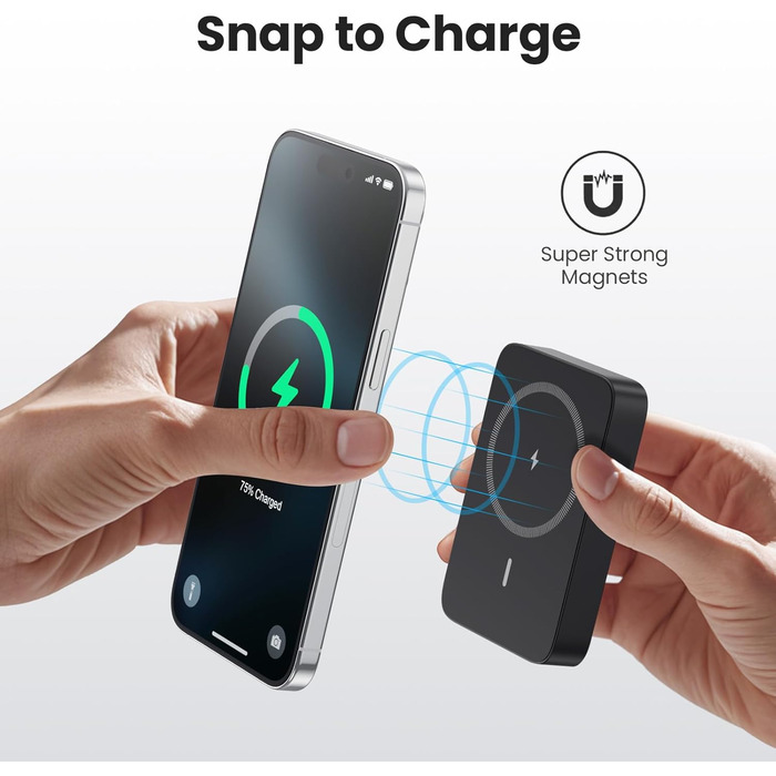 Powerbank MagSafe 10800mAh з LED дисплеєм: швидка зарядка 25W PD, USB-C, для iPhone 16/15/14/13/12, чорний