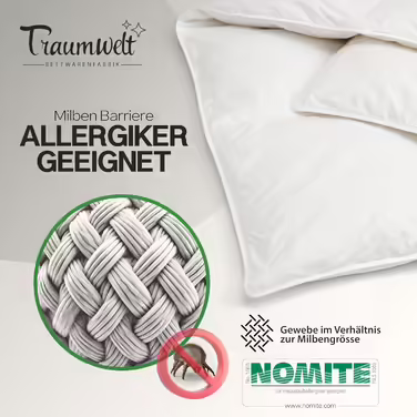 Dreamworld Nature Down Comforter Made in Germany, 135x200 cm, made of 90% down and 10% feathers, winter duvet, suitable for allergy sufferers (nomite), Öko-Tex 100 Class 1 certified, Downpass 135 x 200 cm winter duvet