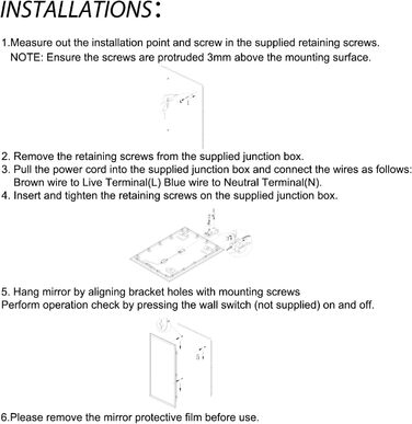 LED дзеркало для ванної кімнати з підсвічуванням 45x65 см, водонепроникне IP54, холодне біле світло 6500K, прямокутне, енергозберігаюче, біле