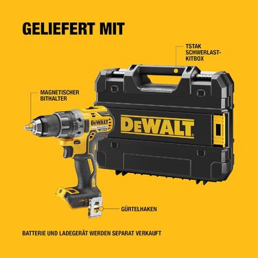 Акумуляторний дриль-шурупокрут DEWALT DCD791NT-XJ, 18V, безщітковий двигун, 13 мм