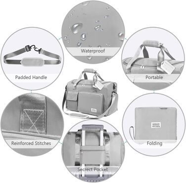 Спортивна сумка Flintronic 35L: водонепроникна дорожня сумка-валіза для подорожей, вихідних та спорту (з біркою) - синій (#5 сірий)