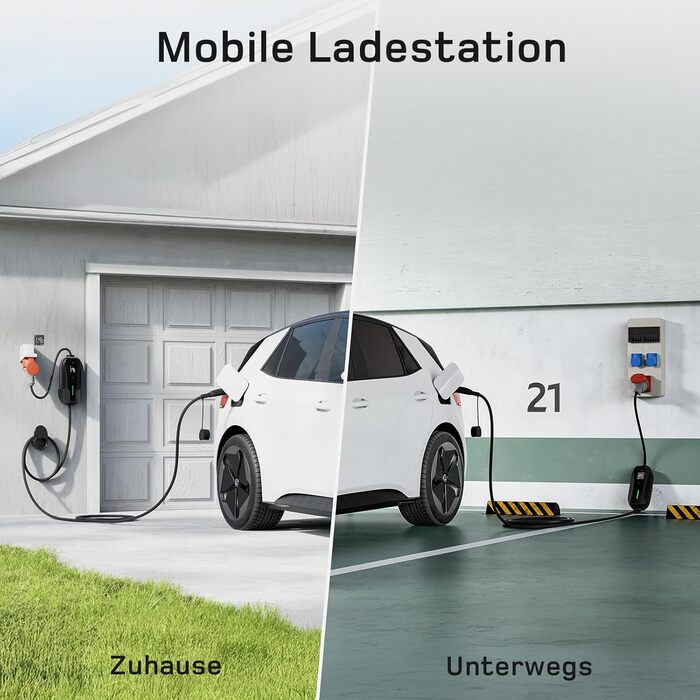 Мобільна зарядна станція (Wallbox) 11 кВт [3-фазна|7м|6-16А] з регульованою потужністю, кабель CEE 16A на Typ 2 та зарядний пристрій для електромобілів Model Y/3, ID.3/4/5, MG4, EX30, e-up, e-tron, Zoe та інших EV (CEE 11 кВт, 5.5м)