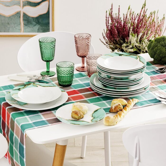 Сервіз Baroni Home на 6 осіб: 18 предметів з порцеляни, стиль мармур