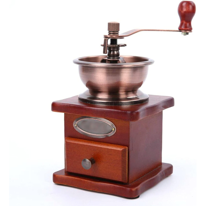 Manual Coffee Grinder Adjustable Coarseness Coffee Grinder Burr Grinder Coffee Bean Grinder Vintage Wooden Hand Grinder Handheld Coffee Grinder for Home Kitchen Office Camping Travel
