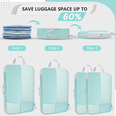 Органайзер для валізи Avmvnvc, 10-Piece Packing Cubes для одягу, компресійні мішечки для пакування, органайзер для валізи з косметичкою, туристичний органайзер для рюкзака та валізи, чорний (синій)