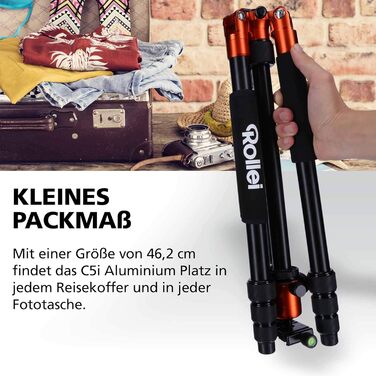 Штатив Rollei C5I Orange: легкий, алюмінієвий, для макрозйомки та подорожей | Monopod