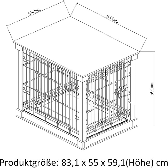 Будка для собак Dobar® Design з дерева, розмір M - будок з поверхнею столу - внутрішня собача будка - собача будка з масиву - журнальний столик - 83 x 55 x 59 см - білий