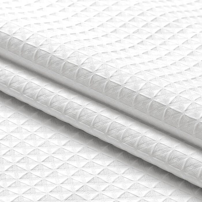 Драпіруваний душовий завіс: великий, білий, з текстурою вафельного плетіння, з тканини, міцний, готельний, для ванної кімнати, 183x244 см