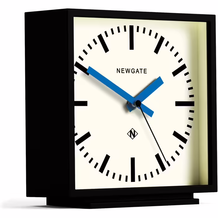 NEWGATE® Amp Silent Sweep Mantle Clock – 'No Tick' – a Modern Mantle Clock – Clocks for Living Rooms – Office Clock – Desk Clock – Mantle Clocks – Station Dial (Blue)