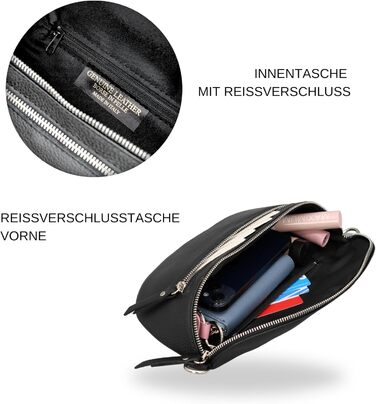 Жіноча сумка Brise Art Lucia з екошкіри, італійського виробництва: сумка через плече, поясна, 3 відділення (Чорний)