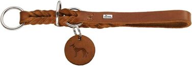 HUNTER Нашийник для дрессури SOLID EDUCATION, колір: коньяк, міцне шкіряне плетиво, з кільцем-обмежувачем, Made in Germany, розмір: M-L