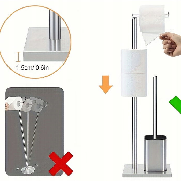 Підлоговий набір для ванної кімнати: тримач для туалетного паперу та йоржик із нержавіючої сталі