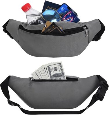 Спортивна поясна сумка на пояс, водонепроникна, сіра. Для чоловіків та жінок. Підходить для прогулянок з собакою, бігу, тренувань, подорожей та активного відпочинку. З міцного нейлону.