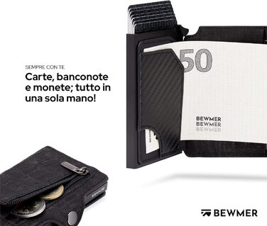 Гаманець-картхолдер BEWMER з RFID-захистом та застібкою на блискавці (чорно-червоний)