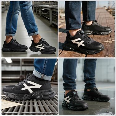 Чоловічі та жіночі робочі черевики безпеки з металевим носком, неслизькі, чорні, розмір 43 EU