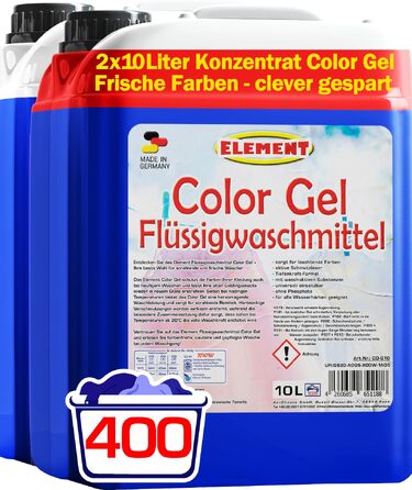 Рідкий пральний засіб Element Color Gel для кольорових речей, 10 л (200 прань), Активна свіжість