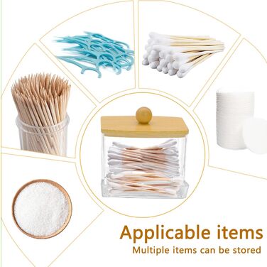 Набір ватних паличок з прозорого акрилу (4 шт.) з дозатором та контейнером для зберігання, для ванної кімнати та косметики