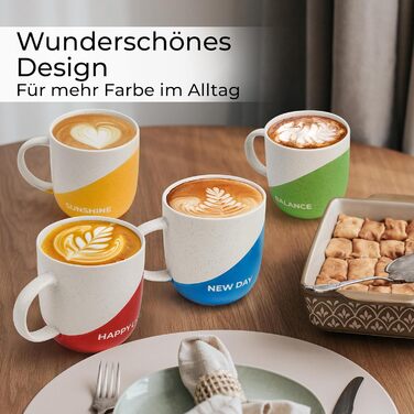 Набір кавових чашок Miamio 4 шт. по 300 мл з приколами. Подарунок для мами, тата, друзів, сім'ї. Безпечно для мікрохвильовки та посудомийної машини (Дизайн A)