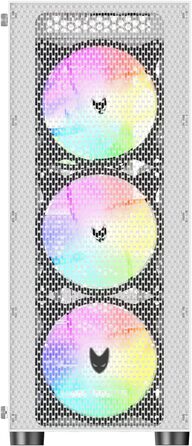 Корпус для ПК Oversteel AZURITE, білий, сумісний з ATX/Micro ATX/ITX, A-RGB вентилятор, сітчаста передня панель, фільтри пилу, загартоване скло, USB 3.0