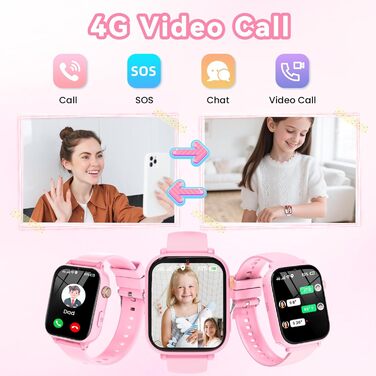 Дитячий розумний годинник Kinder Smartwatch з GPS, 4G, відеодзвінками, SOS та іграми для дітей 4-12 років (рожевий)